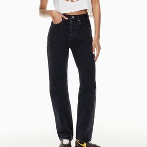 aritzia denim forum black joni high rise loose jeans